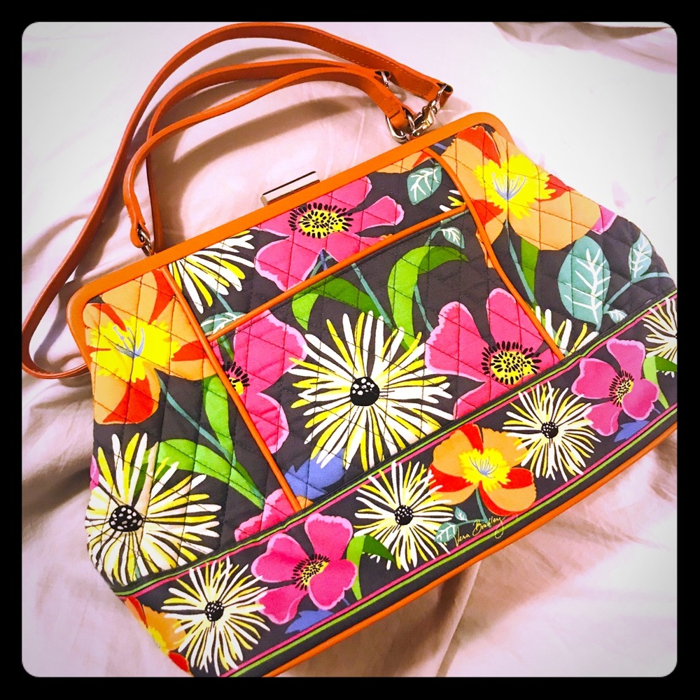 Barbara Satchel Tote Handbag. Jazzy Blooms